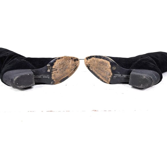 90s vintage black suede leather slouchy western metal tip boots - Picture 5 of 8